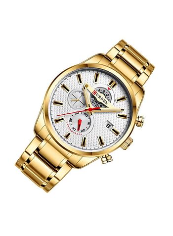 Men's Chronograph Waterproof Stainless Steel Band Casual Quartz Watch 8352 - 47 mm - Gold