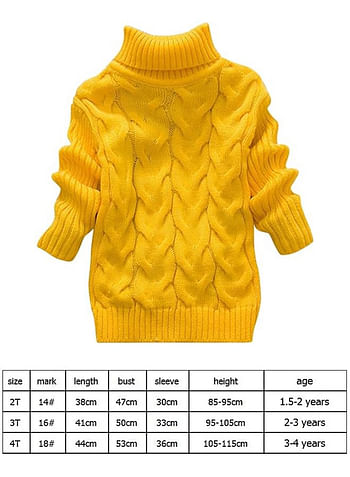 We Happy Baby Boys Girls Sweater Kids Cable Knit Turtleneck Long Sleeve Chunky Warm Pullover Top -Yellow- 1 to 2Y