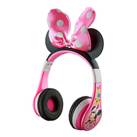 KidDesigns Minnie Mouse Kid Safe Wireless Bluetooth Headphone|  Kids / Youth, 24 Hrs Playtime, On-Board Call & Music Control, w/ 3.5mm AUX IN - for SmartPhones, Tablets, Laptops, PC, Notebook -  Pink