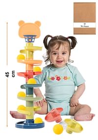 We Happy 7 Layers Rolling Around Tower Ball Drop and Roll Swirling Tower with 5 Balls Educational Development Activity Toys for Kids 45 CM