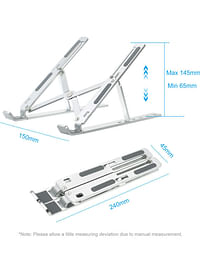 6-Levels Foldable Laptop Stand With Storage Bag Silver