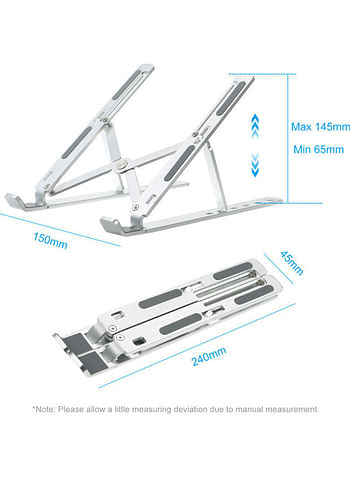 6-Levels Foldable Laptop Stand With Storage Bag Silver