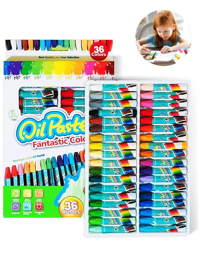 Non Toxic Oil Pastels Fantastic 36 Colors Art Crayon Oil Drawing Paint Sticks Soft Coloring Pastels Set for Kids Indoor Learning Activities