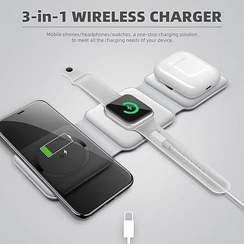 Magnetic Foldable Ultra-Thin Mobile Phone Watch Stand Charger 15W Fast QI Magnetic 3 in 1 Wireless Charger For Apple iPhone 14/13 Apple Watches & Airpods