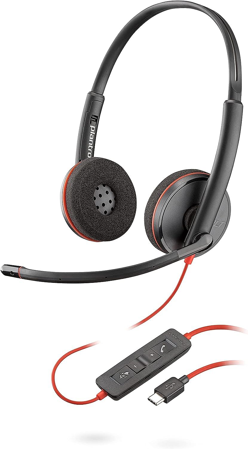 Plantronics - Blackwire 3220 - Wired Dual-Ear (Stereo) Headset with Boom Mic - USB-C to connect to your PC or Mac