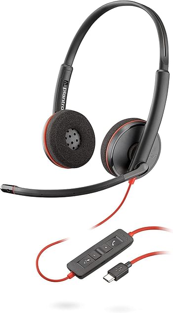 Plantronics - Blackwire 3220 - Wired Dual-Ear (Stereo) Headset with Boom Mic - USB-C to connect to your PC or Mac