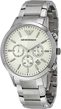 Emporio Armani Men's Silver Dial Stainless Steel Band Watch - AR2458