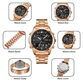 SKMEI Men Electronic Watch Dual Display Electronic Watch Multifunctional Waterproof Watch Fashion Business Style For Men 2049