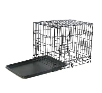 Mclovins 24"Double Door Foldable Dog Crate With Divider - 60x42.5x50cm