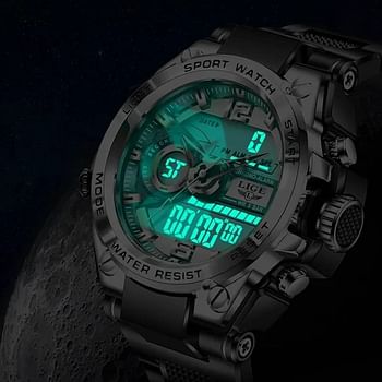 Men Military Sport Watch Dual time with LED backlight function