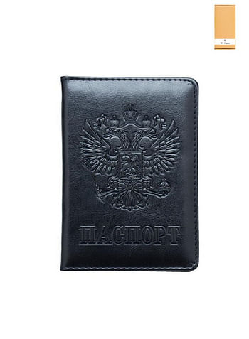 We Happy Travel Passport ID Card Wallet Holder Cover RFID Blocking Leather Purse Case Russia Black