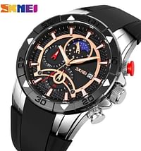 Skmei 9270 Moon Phase Silicone Sports Quartz Watch Men Chronograph Waterproof Wrist Watch