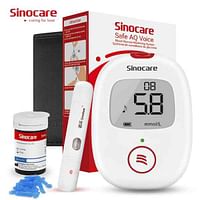 SINOCARE Safe AQ Voice Blood Glucose Monitoring System With 50 test strips And 50 Lancets