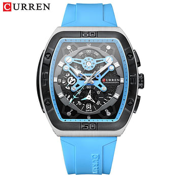 CURREN  Men Rectangle Watch Brand Chronograph Wristwatch Big Case Sport Watches.