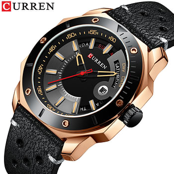 CURREN 8344 Original Brand Leather Straps Wrist Watch For Men With Brand Box