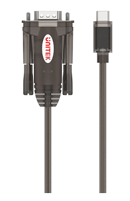 Unitek 1.5M, USB-C To Serial Adapter, Transparent Dark Brown, Model number Y-1105K