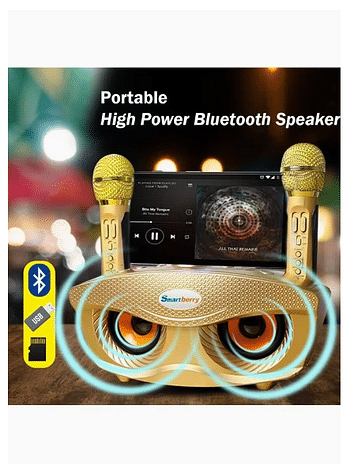SmartBerry Portable Bluetooth Speaker With Dual Microphone Gold