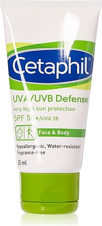 Cetaphil Sunscreen UVA/UVB Defense Very High Sun Protection SPF 50+ For Face & Body 50ml