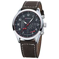 CURREN 8152 Men's Quartz Watches Luxury Men Wristwatches Men Military Leather Sports Watch -Black/silver