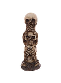 Skull Figurine Spooky Triple Stacked No Evil See Speak Hear Skeletons Statue Halloween Home Office Decoration