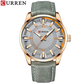 Curren 8390 Original Brand Leather Straps Wrist Watch For Men / Grey