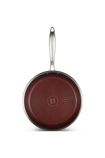 Edenberg 24CM FRY PAN WITH LID WINE HONEY COMB COATING - NON-STCK SCRATCH FREE Three layers, STAINLESS STEEL+ALUMINIUM+STAINLESS STEEL