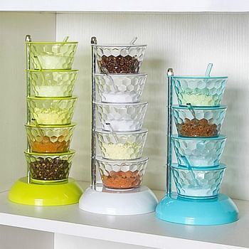 5 layer rotating seasoning box, jars, household tool space-saving multicolor