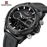 NaviForce NF9223 Men's Fashion Chronograph Digital Analog Luminous Silicon Strap Watch - Grey