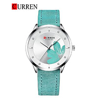 Curren 9048 Original Brand Leather Straps Wrist Watch For Women / Blue