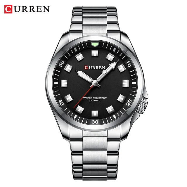 Curren 8451 Original Brand Stainless Steel Band Wrist Watch For Men - Silver and Black