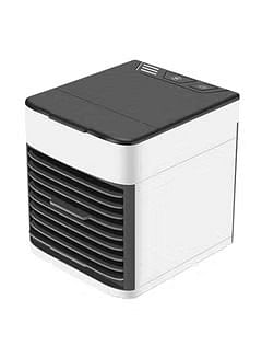 Portable Air Cooler Fan With LED Light White/Black