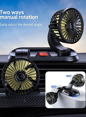 Universal USB 5V, Mini Electric Car Fan, 360 Degree Rotation, Low Noise Summer Air Conditioner Cooling Stable Wind Speed