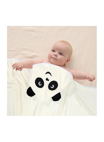 We Happy Hooded Baby Bath Towels, Cute Soft Cartoon Animal Design for Toddler Newborns Infants Perfect Baby Shower Gift - Off White