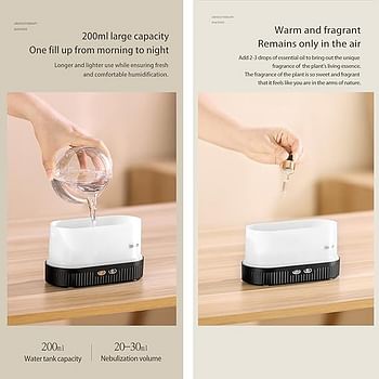 Aroma Fire Flame Diffuser for Essential Oils Small Portable Air Fireplace Volcano Mushroom Scent Humidifier Cute Rain Cloud Humidificador Aromatherapy Raincloud for Home,Room (Black)