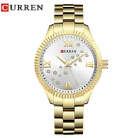 Curren 9009 Original Brand Stainless Steel Band Wrist Watch For Women / Gold