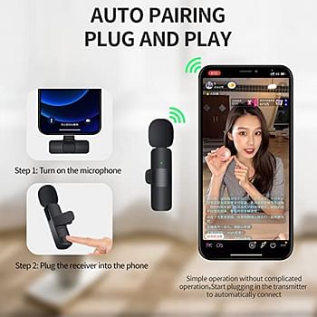 K9 Wireless Collar Microphone Dual Lapel Lavalier Omnidirectional Mic Plug and Play Mike for Vlogging Interview Live Streaming YouTube Video Compatible with Android Smartphones & iPhone(iOS)