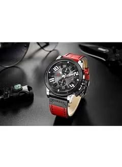 CURREN 8312 Men Japan Quartz Movement Watch Fashion Casual Leather Band Business Watch Auto Date - Red, Black