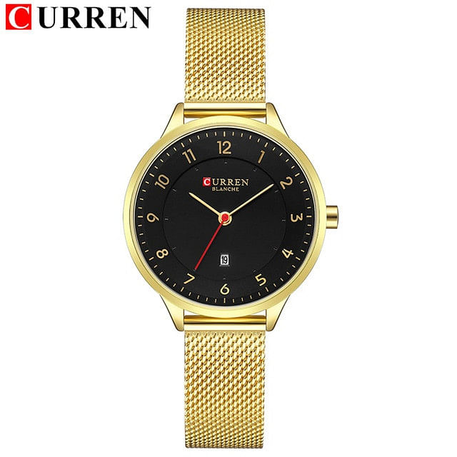 CURREN 9035 Original Brand Stainless Steel Band Wrist Watch For Women Gold