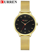 CURREN 9035 Original Brand Stainless Steel Band Wrist Watch For Women Gold