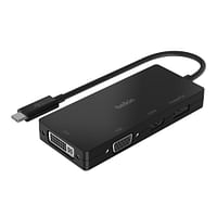 Belkin - USB-C إلى HDMI و VGA و USB-A و Gigabit Ethernet و USB-C PD (البيانات والشحن) - أسود