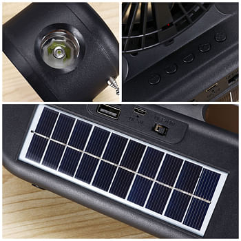 Solar Energy Power 5W Portable Solar Panel Speaker with Fan Flash light for Outdoor Activities Mobile Phone Bluetooth Speakers random color