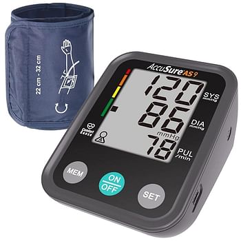 Blood Pressure Monitor Fully Automatic Digital Large Display And Adjustable Arm-Cuff Comes With Micro USB Port Black Color