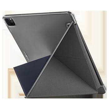 Case-Mate iPad Pro 12.9 4th Gen. 2020 Multi Stand Folio Case Leather Origami Design w/ 360 Protection, Transparent Back w/ Multiple Viewing Mode, Auto Sleep/Wake - Blue