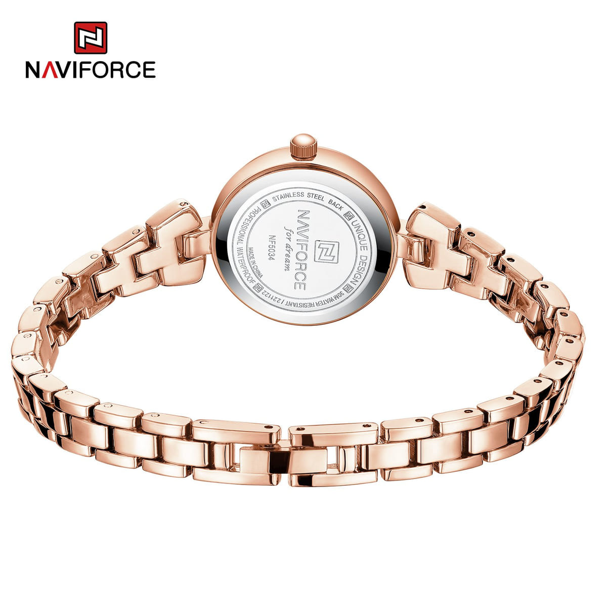 Naviforce NF-5034 Exclusive Slim Chain Ladies Edition Rose Gold/Blue
