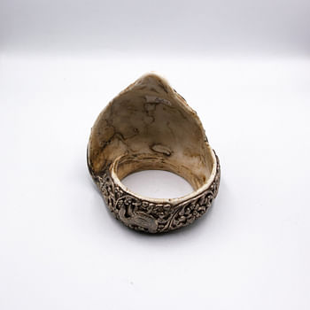 Exquisite Shell Bangle Made of Pure Silver Handmade in Nepal Horse Carving for Decorative Purpose