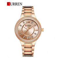 Curren 9004 Original Brand Stainless Steel Band Wrist Watch For Women / All Rose Gold