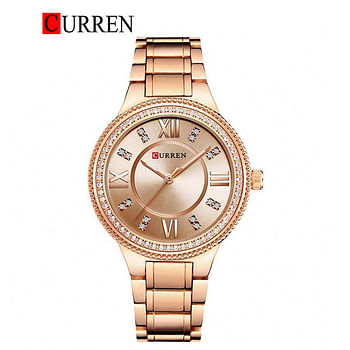 Curren 9004 Original Brand Stainless Steel Band Wrist Watch For Women / All Rose Gold