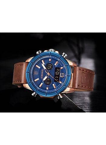 Diessol Multi Time Display Casual Sport Quartz Week Calendar Luminous Chronograph Wristwatch