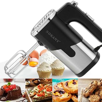 Mini Food Mixer with Dough Hooks Electric Kitchen Blender Chrome Egg Beater Portable Bakery 800W