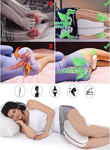 Knee Pillow, Heart-Shaped Memory Cotton Leg Pillow for Sleeping Orthopedic Sciatica Back Hip Joint Pain Relief Thigh Leg Pad Cushion